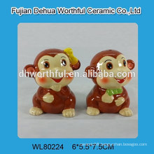 High quality ceramic pepper & salt shakers in monkey shape